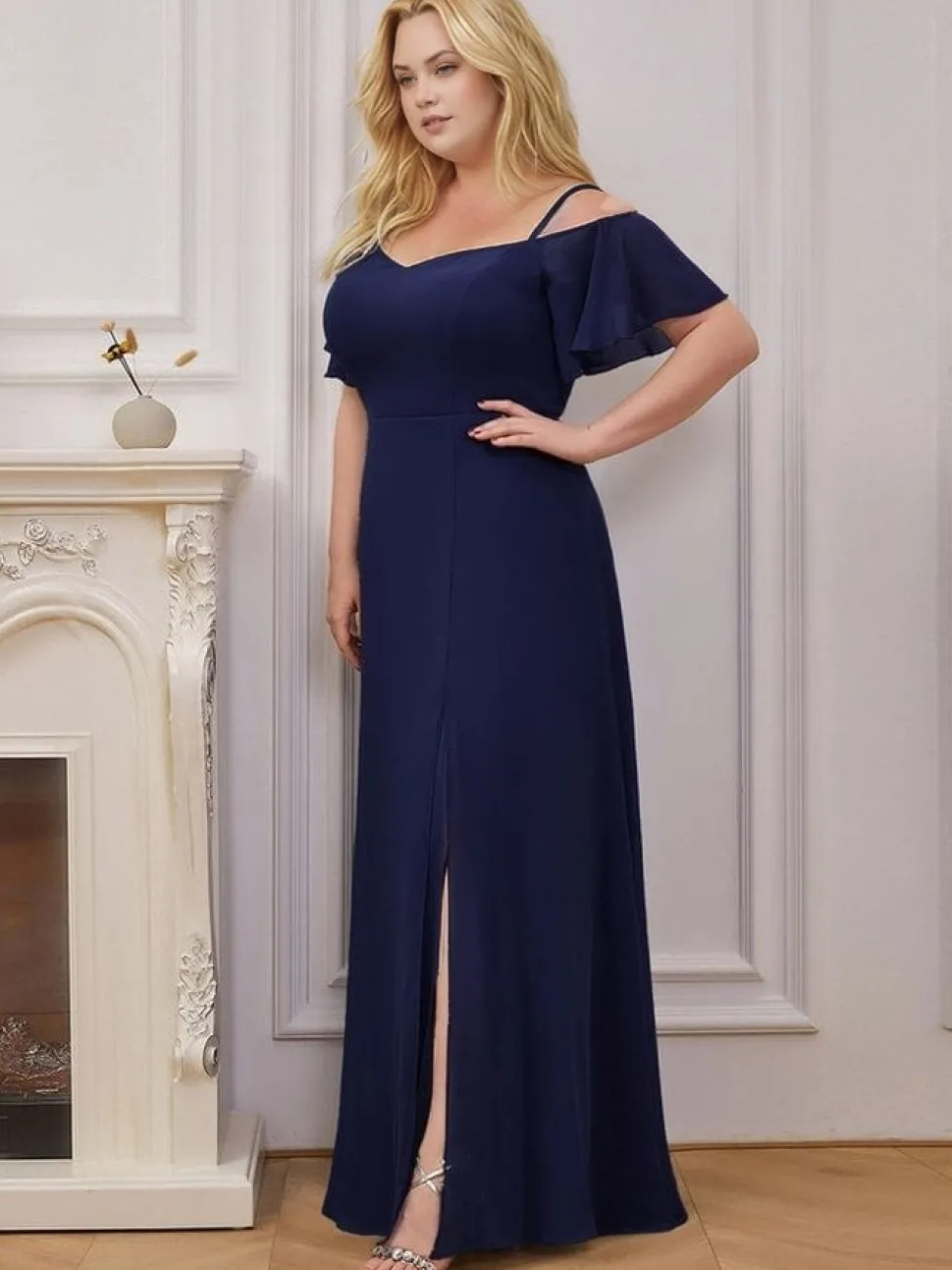 Robe de soirée bleue longue plus size