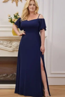 Robe de soirée bleue longue plus size