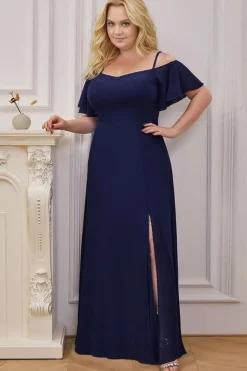 Robe de soirée bleue longue plus size