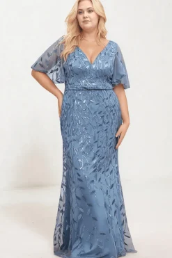Robe de soirée bleue longue plus size