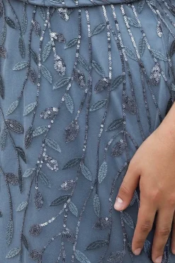 Robe de soirée bleue longue plus size
