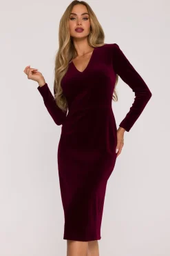 Robe de soirée bordeaux chic en velours