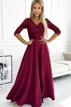 Robe de soirée bordeaux longue