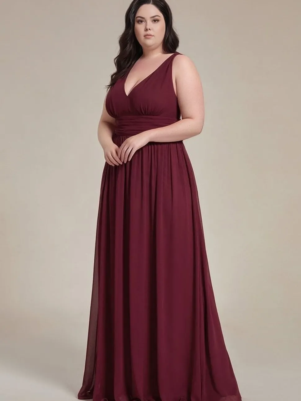 Robe de soirée bordeaux plus size taille empire
