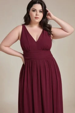 Robe de soirée bordeaux plus size taille empire