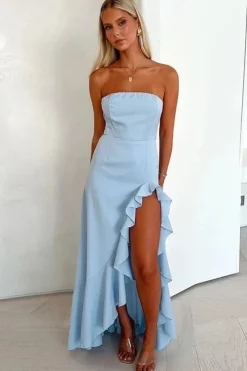 Robe de soirée bustier fendue fluide
