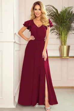 Robe de soirée chic bordeaux longue