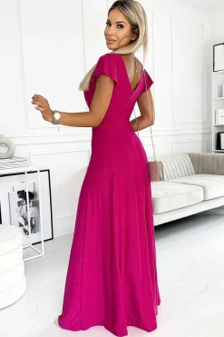 Robe de soirée chic fuchsia longue fendue
