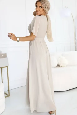 Robe de soirée chic longue beige