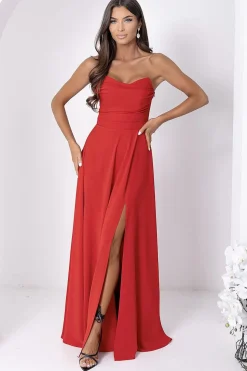 Robe de soirée chic longue dos nu rouge