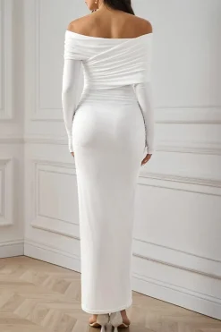 Robe de soirée chic longue manches longues
