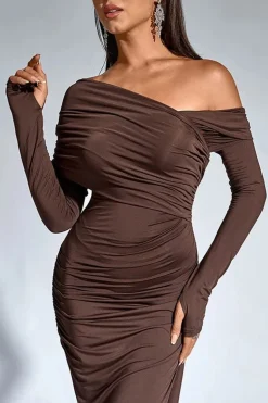 Robe de soirée chic longue manches longues
