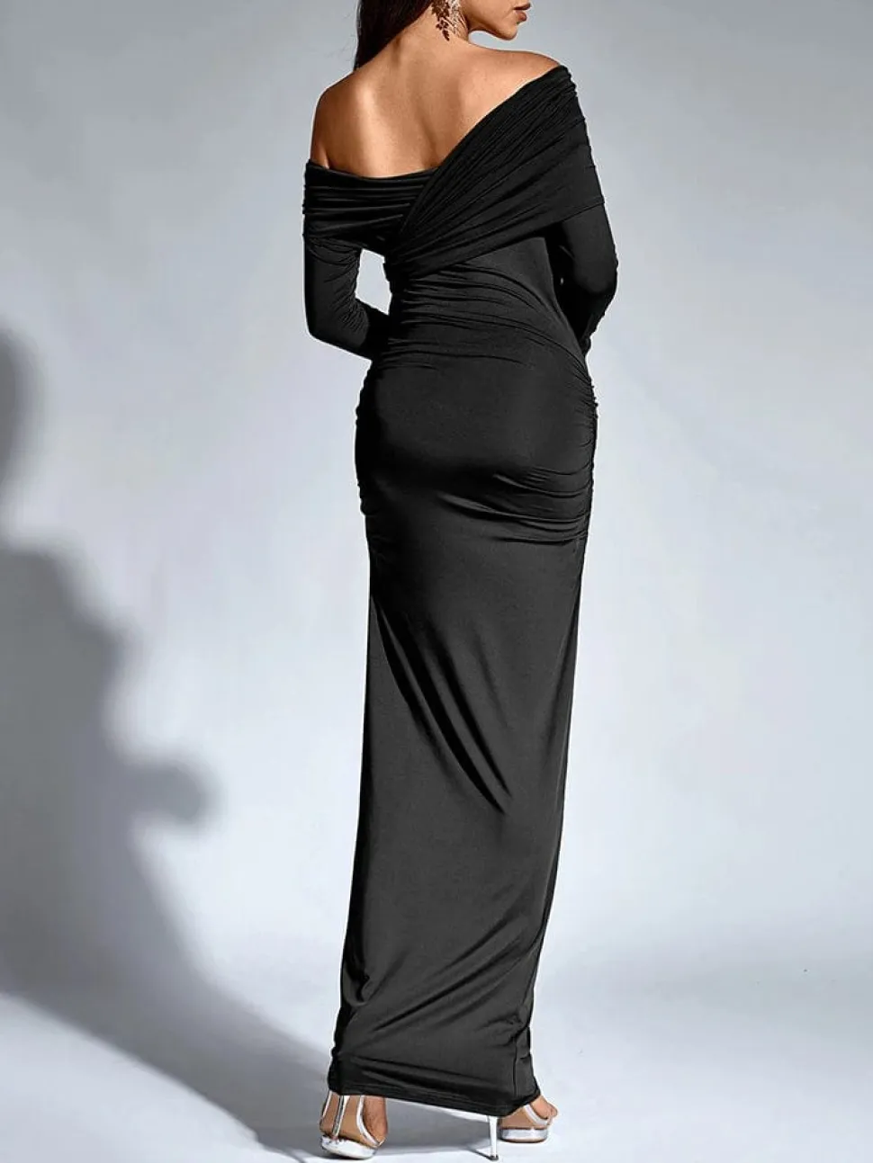 Robe de soirée chic longue manches longues