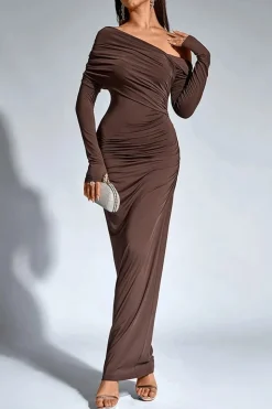 Robe de soirée chic longue manches longues
