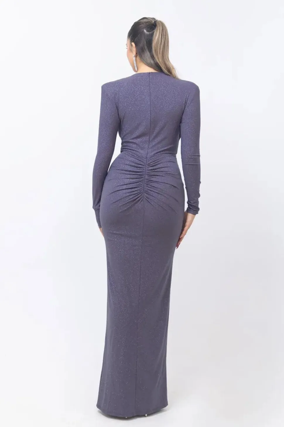Robe de soirée chic manche longue fendue