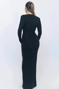 Robe de soirée chic manche longue fendue