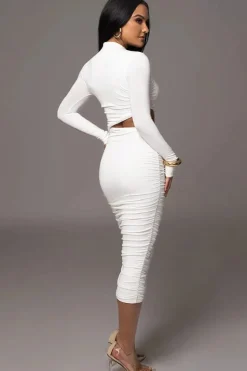 Robe de soirée chic midi à manche longue