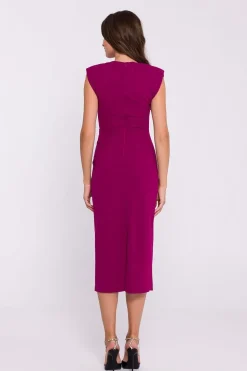 Robe de soirée chic midi moulante sans manches