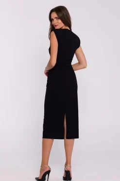 Robe de soirée chic midi moulante sans manches