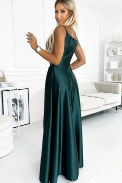 Robe de soirée chic verte longue