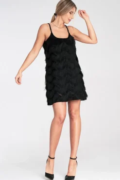 Robe de soirée courte chic à franges