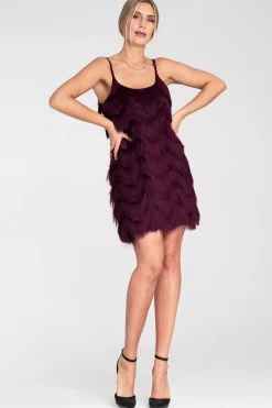 Robe de soirée courte chic à franges