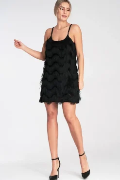 Robe de soirée courte chic à franges
