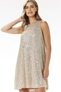 Robe de soirée courte pailletée sans manches