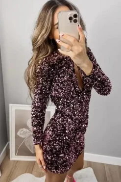 Robe de soirée courte à paillettes