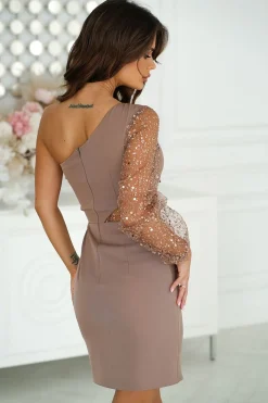 Robe de soirée courte une épaule paillettes