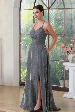 Robe de soirée dos nu longue fendue