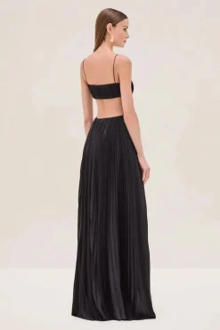 Robe de soirée dos nu longue plissée