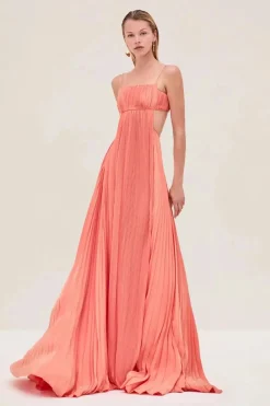 Robe de soirée dos nu longue plissée