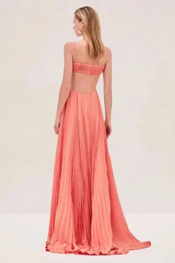 Robe de soirée dos nu longue plissée