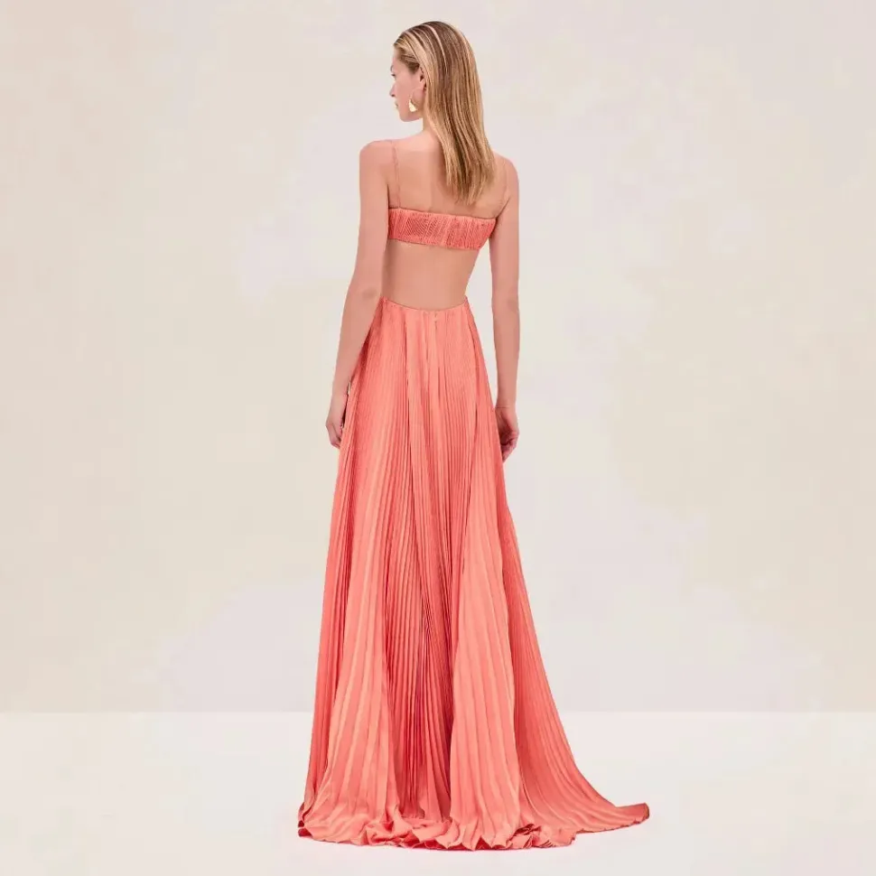 Robe de soirée dos nu longue plissée