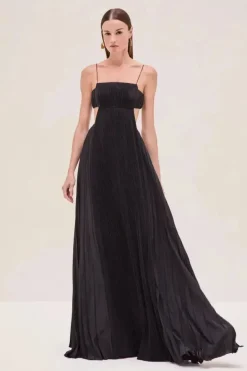 Robe de soirée dos nu longue plissée