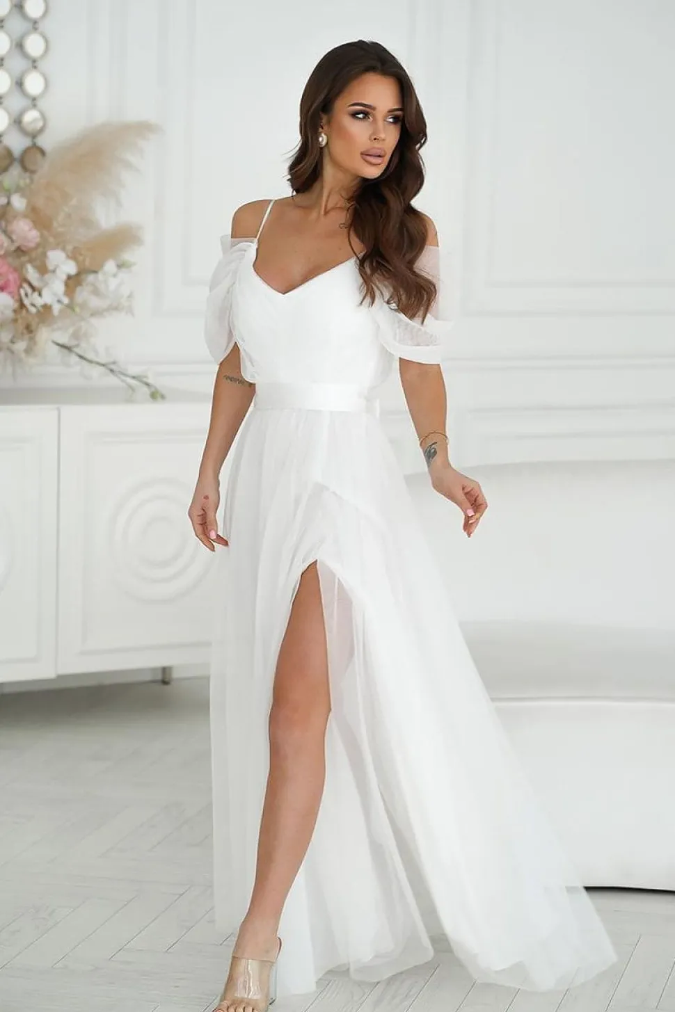 Robe de soirée en tulle chic longue princesse
