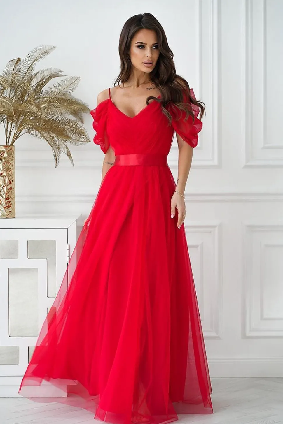 Robe de soirée en tulle chic longue princesse