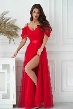 Robe de soirée en tulle chic longue princesse