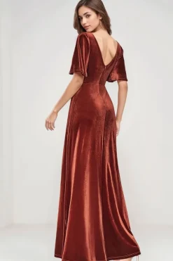 Robe de soirée en velours bronze élégante