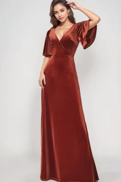 Robe de soirée en velours bronze élégante