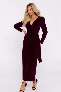 Robe de soirée en velours chic manche longue