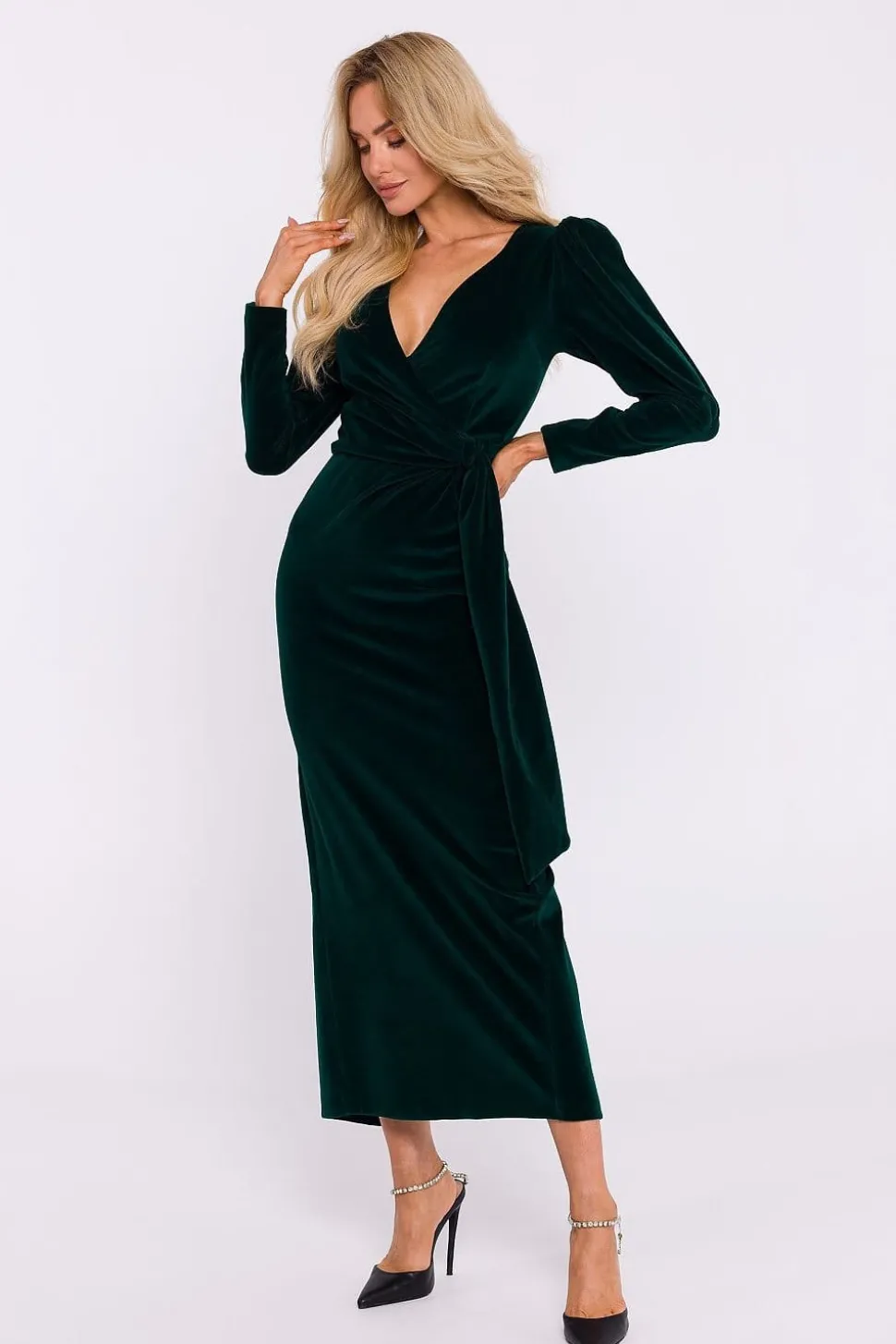 Robe de soirée en velours chic manche longue