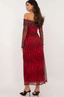 Robe de soirée fleurie longue épaules dénudées