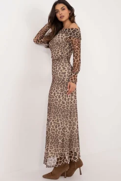 Robe de soirée fleurie longue épaules dénudées