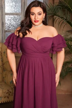 Robe de soirée grande taille bordeaux
