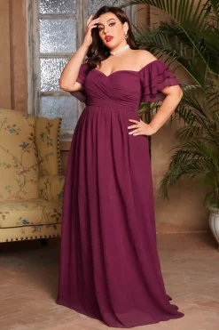 Robe de soirée grande taille bordeaux