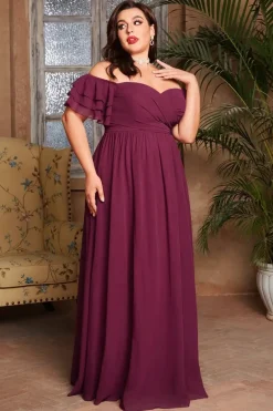 Robe de soirée grande taille bordeaux