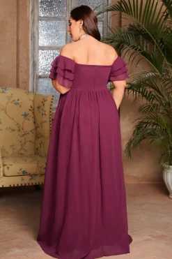 Robe de soirée grande taille bordeaux