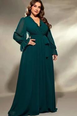 Robe de soirée grande taille verte